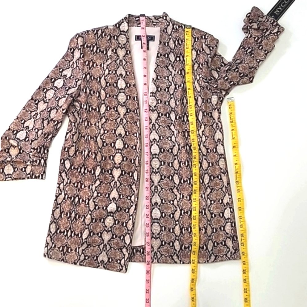 NYCC Snakeskin Graphic Print Blazer Lightweight Lined Jacket Gathered Sleeve NWT - Picture 8 of 17